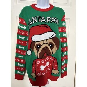 T Stars Women's  Santa Paws Dog Christmas Sweater Size Small‎